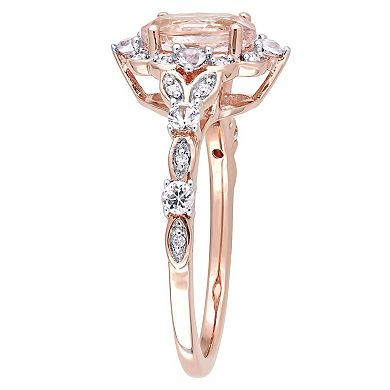 Stella Grace 10k Rose Gold Morganite, White Sapphire & Diamond Accent Vintage Halo Ring