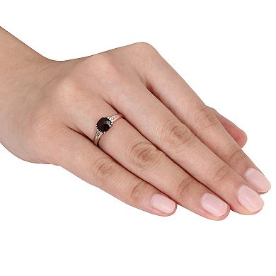 Stella Grace 10k Rose Gold Cushion Cut Garnet & Diamond Accent Ring