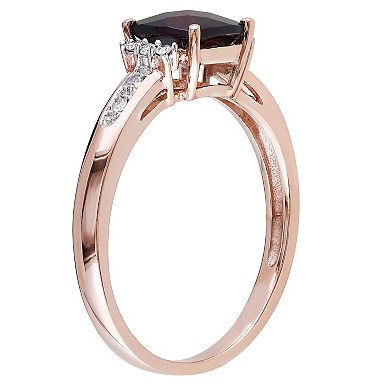 Stella Grace 10k Rose Gold Cushion Cut Garnet & Diamond Accent Ring