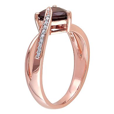 Stella Grace 10k Rose Gold Garnet & Diamond Accent Heart Shaped Ring