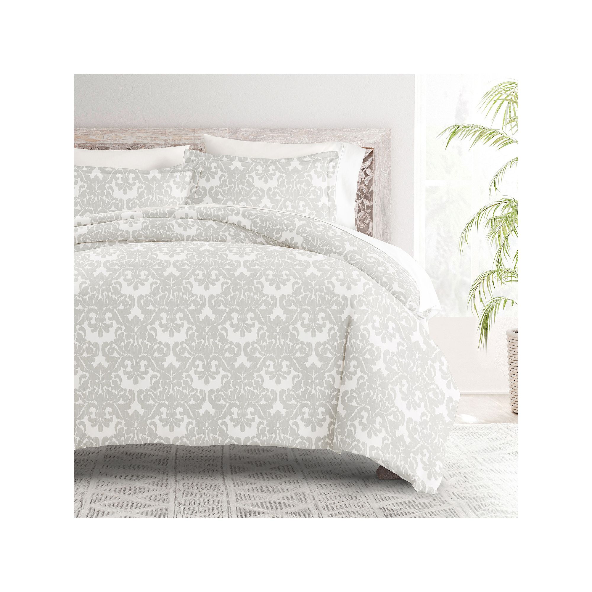 Home Collection Premium Ultra Soft Damask Pattern Duvet Cover Set, Gray