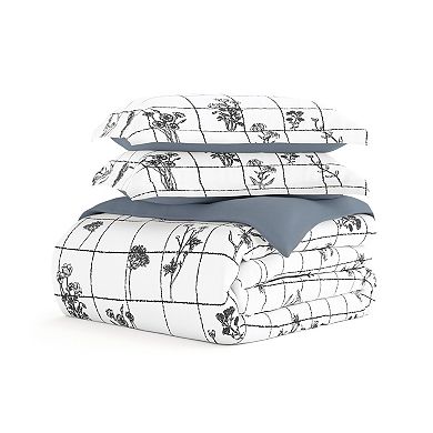 Home Collection Premium Ultra Soft Flower Field Pattern Reversible Duvet Cover Set