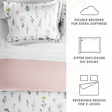 Home Collection Premium Ultra Soft Wild Flower Pattern Reversible Duvet Cover Set