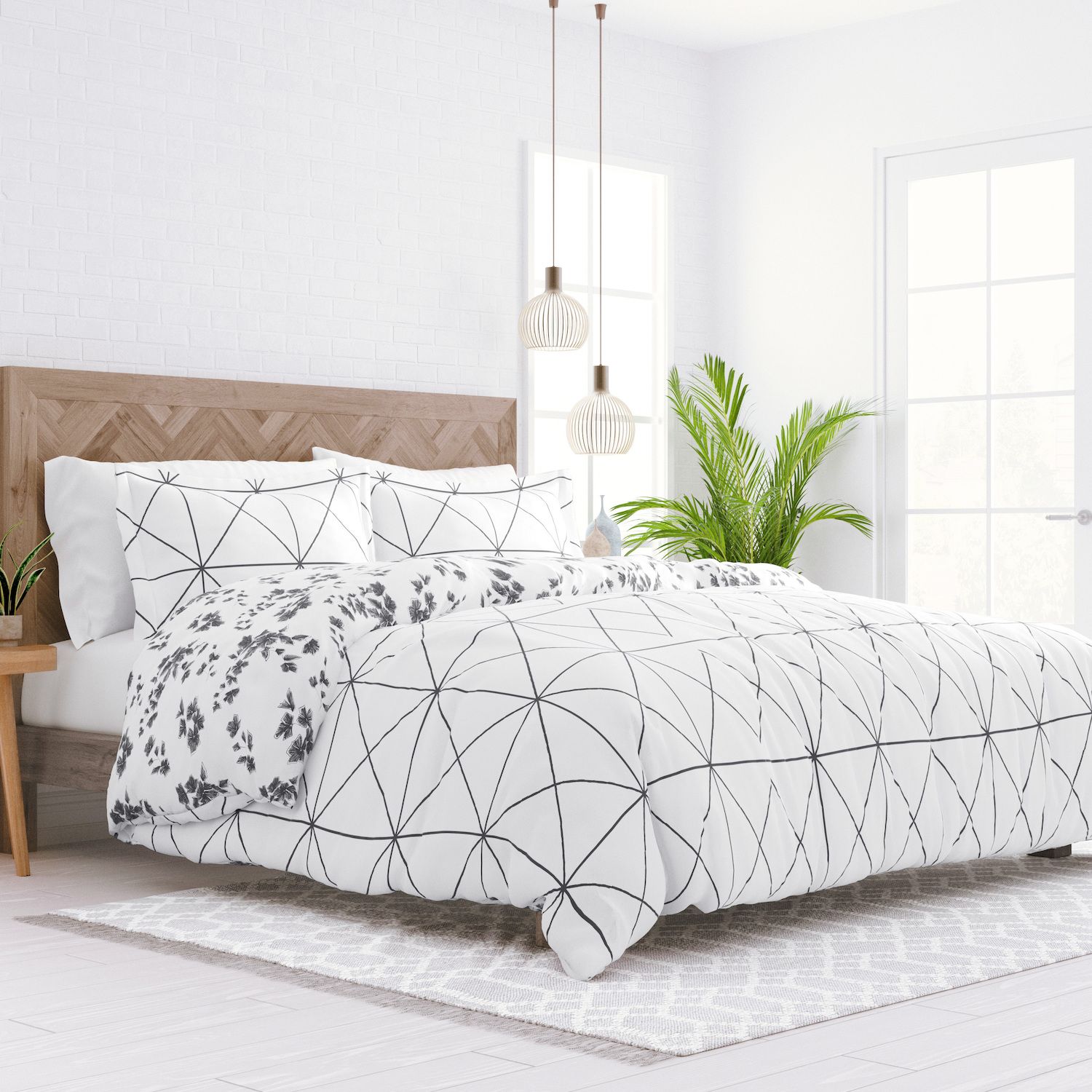 Image for Home Collection Premium Ultra Soft Edgy Flowers Pattern Reversible Duvet Cover Set at Kohl's.