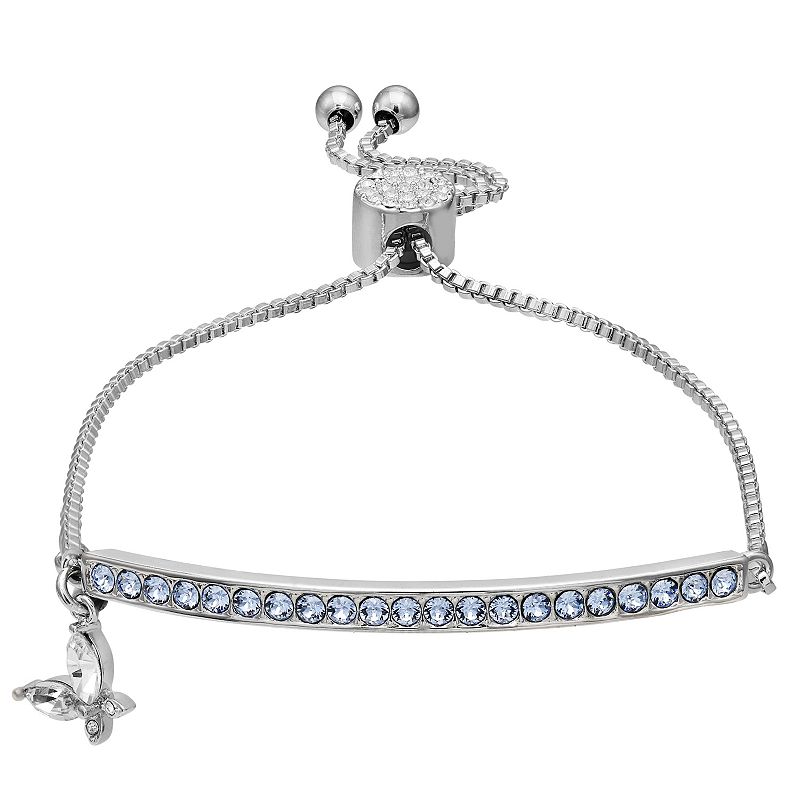 Brilliance Adjustable Crystal Butterfly Bar Bracelet, Womens, Size: 8, 