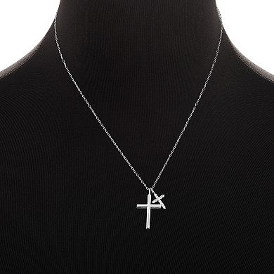 PRIMROSE Sterling Silver Cubic Zirconia Cross Pendant Necklace