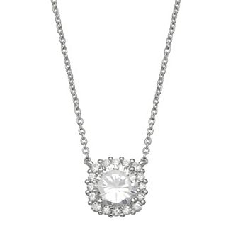 PRIMROSE Sterling Silver Cubic Zirconia Square Shape Cable Chain Necklace