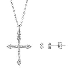 Moa Cecilia Cross Necklace and Earring Set