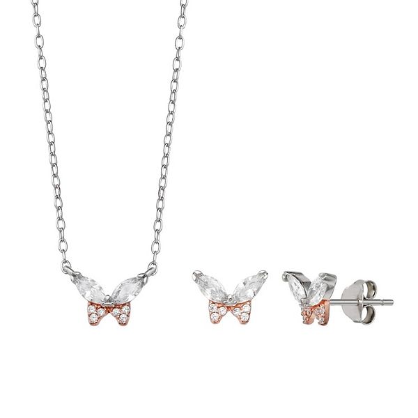 Butterfly earrings and on sale necklace set