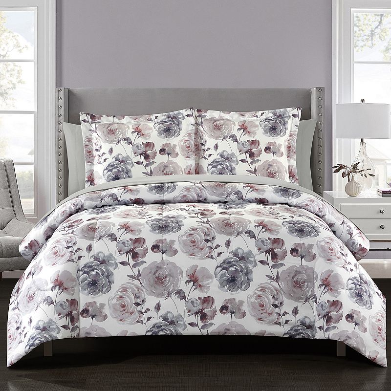 Park Lane Blossom 11-piece Reversible Comforter Set with Sheets, Purple, Ki