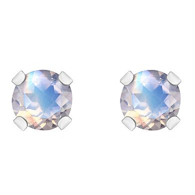 14k White Gold Gemstone Stud Earrings