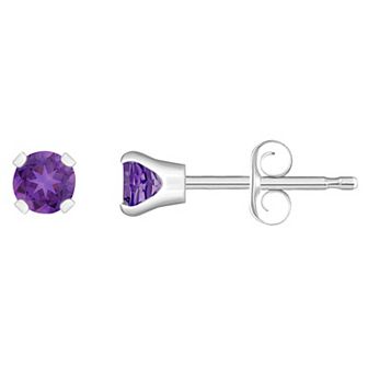 14k White Gold Gemstone Stud Earrings