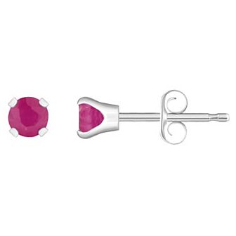 14k White Gold Gemstone Stud Earrings