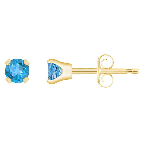 14k Gold Birthstone Stud Earrings - December