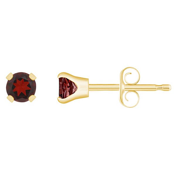 14k Gold Birthstone Stud Earrings - January