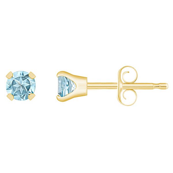 14k Gold Birthstone Stud Earrings - March