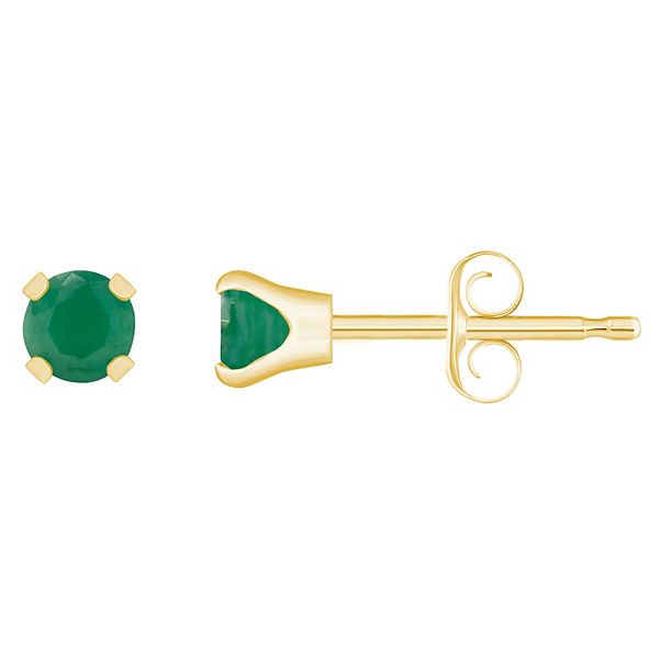 14k Gold Birthstone Stud Earrings - May