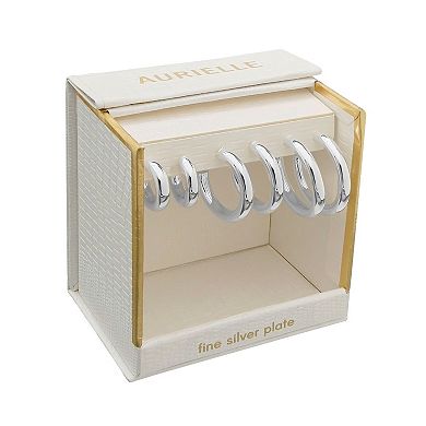 Aurielle 3-Pair Polished Hollow C-Hoop Earring Set