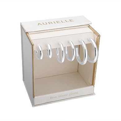 Aurielle 3-Pair Polished Hollow C-Hoop Earring Set