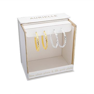 Aurielle 2-Pair 30 mm Textured Hoop Earring Set