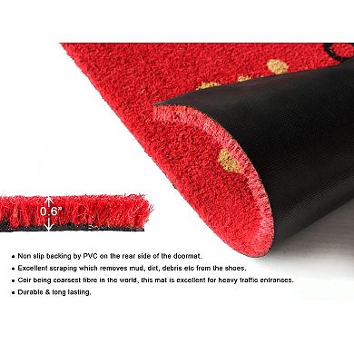 RugSmith Stay Home Stay Safe Red Doormat