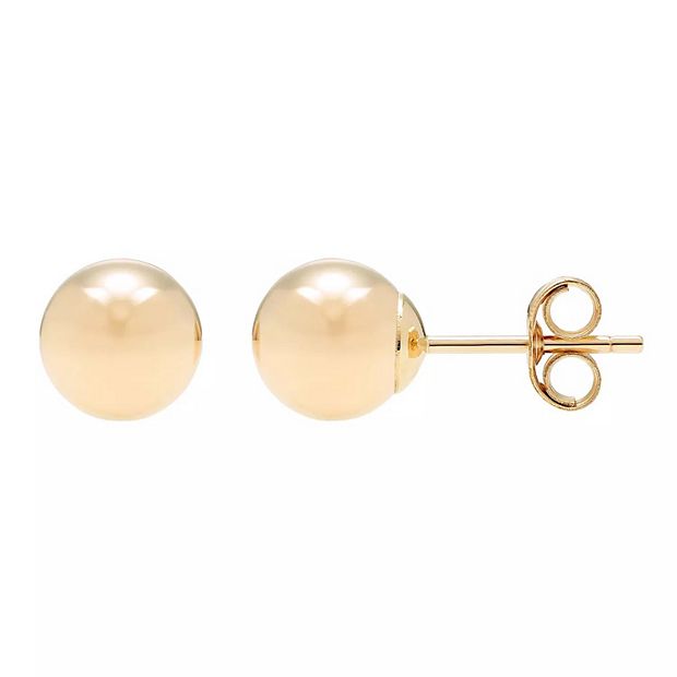 A M 14K Hollow Women s Gold Classic Ball Stud Earrings