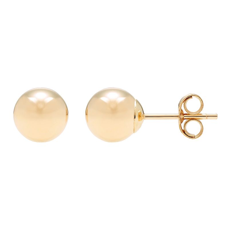 A&M 14k Gold Ball Stud Earrings, Womens, Size: 7-7.5MM, Yellow