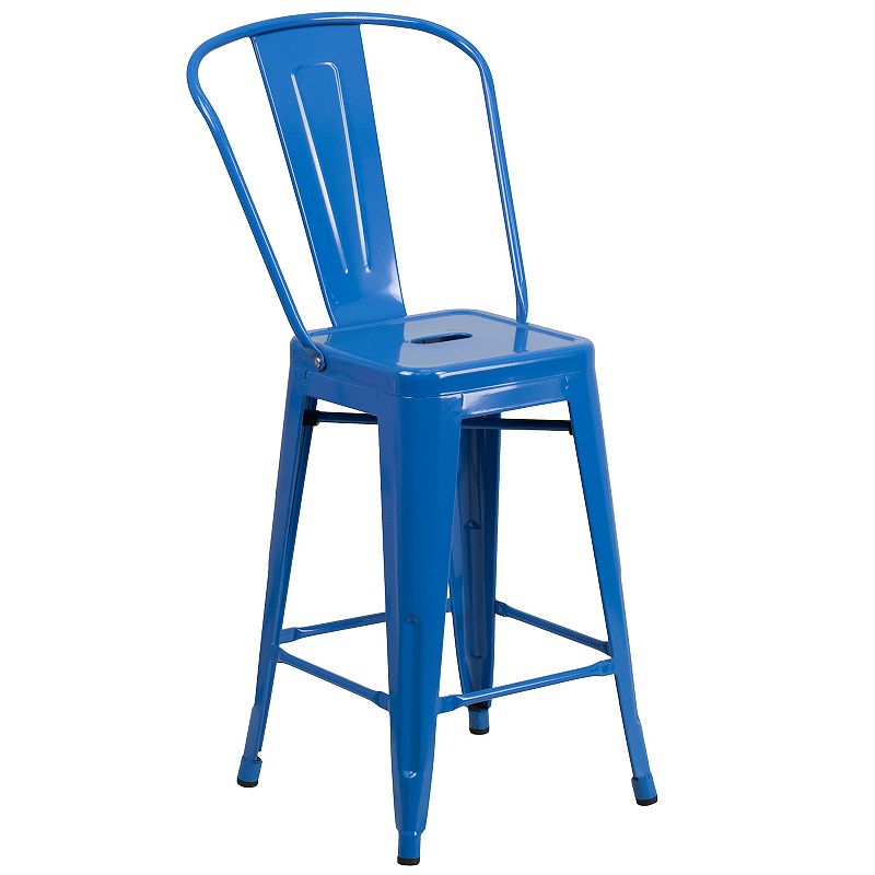 Flash Furniture Indoor / Outdoor Counter Stool, Blue
