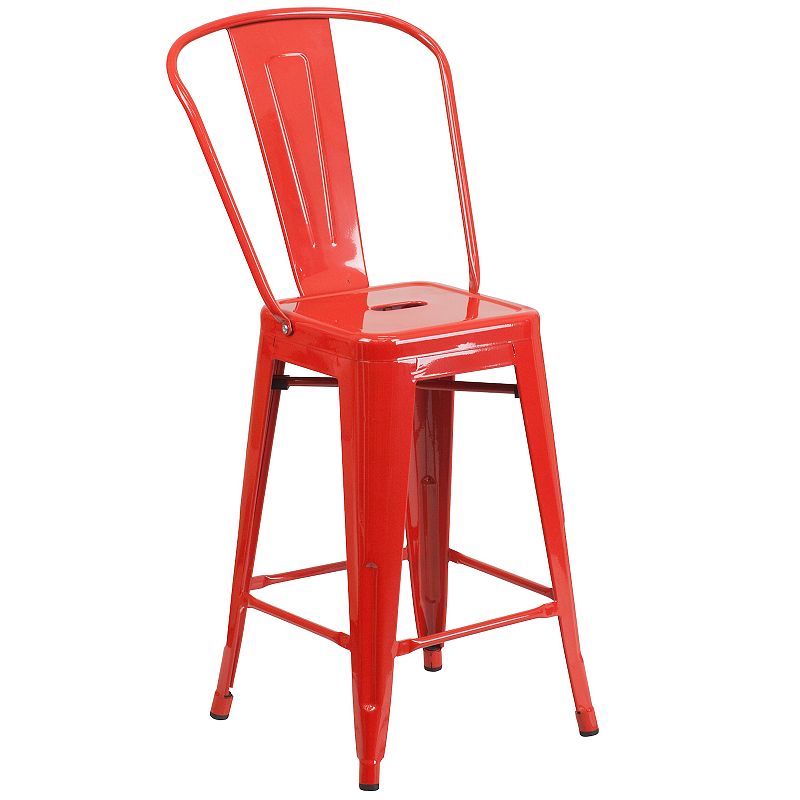 Flash Furniture Indoor / Outdoor Counter Stool, Red