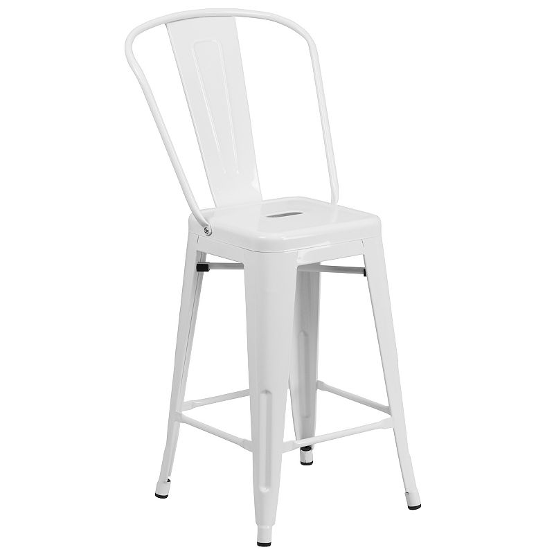 Flash Furniture Indoor / Outdoor Counter Stool, White