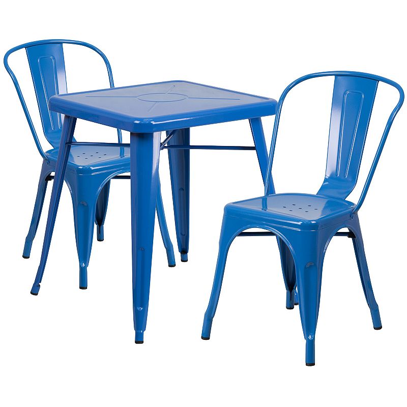 Flash Furniture Indoor / Outdoor Bistro Table & Chair 3-piece Set, Blue