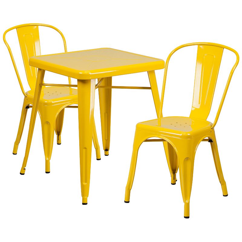 Flash Furniture Indoor / Outdoor Bistro Table & Chair 3-piece Set, Yellow