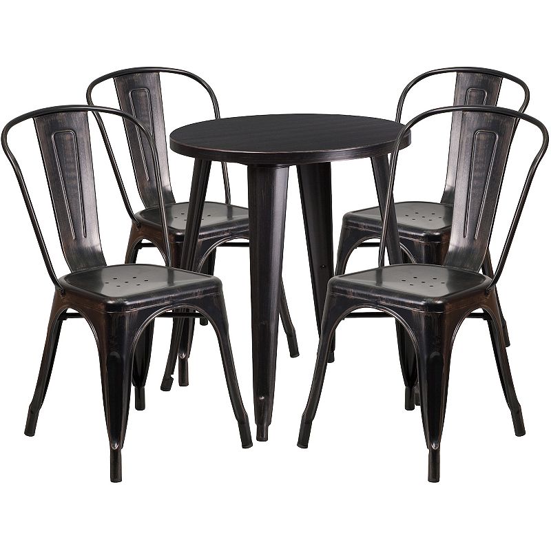 Flash Furniture Round Patio Table & Chair 5-piece Set, Brown