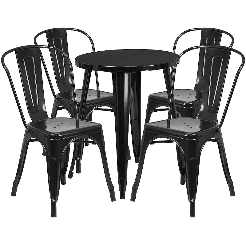 Flash Furniture Round Patio Table & Chair 5-piece Set, Black