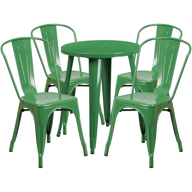 Flash Furniture Round Patio Table & Chair 5-piece Set, Green