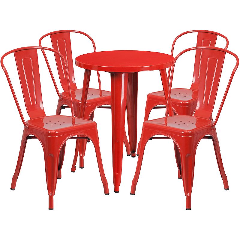 Flash Furniture Round Patio Table & Chair 5-piece Set, Red