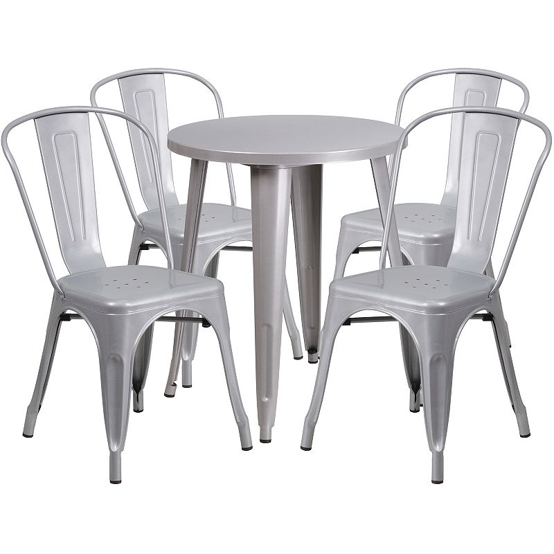 Flash Furniture Round Patio Table & Chair 5-piece Set, Grey