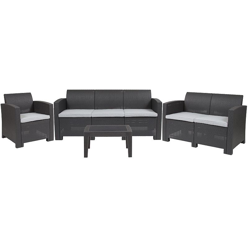 70070168 Flash Furniture Patio Couch, Loveseat, Chair & Cof sku 70070168