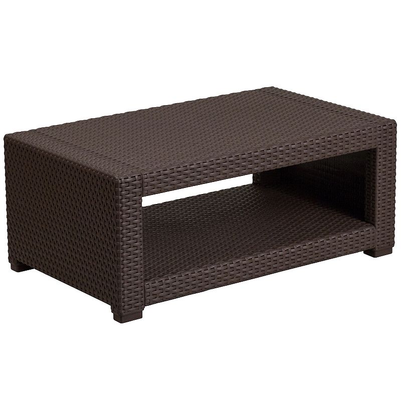 Flash Furniture 1-Shelf Patio Coffee Table, Brown
