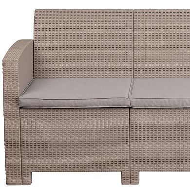 Flash Furniture Faux Rattan Patio Couch