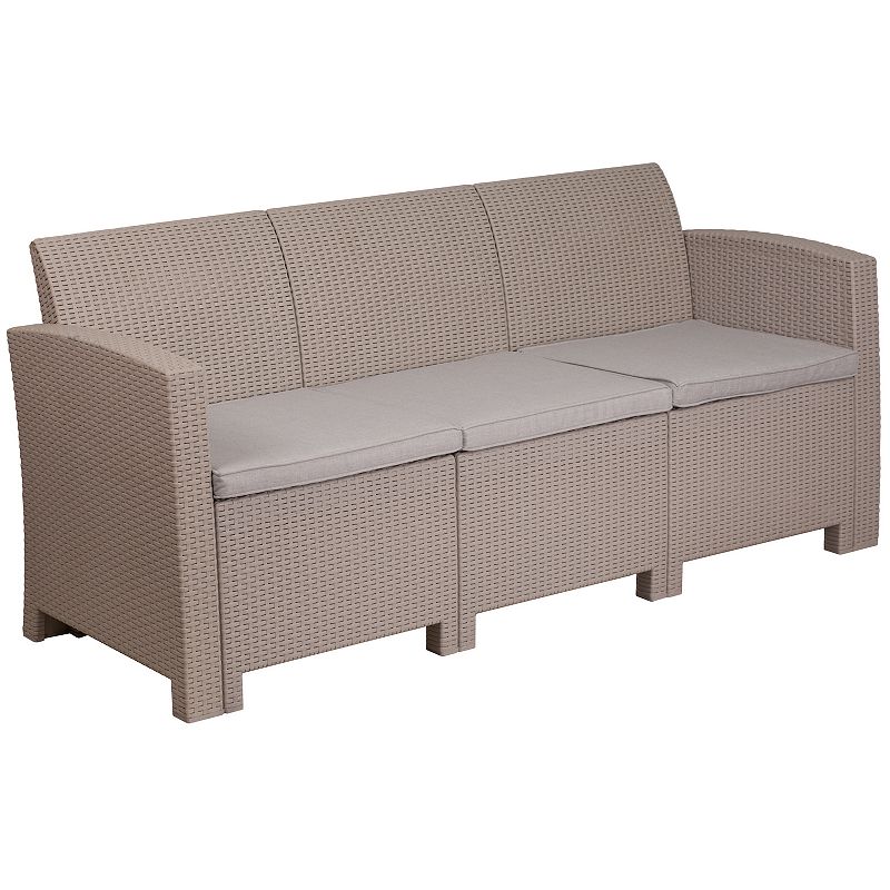 18256981 Flash Furniture Faux Rattan Patio Couch, Grey sku 18256981