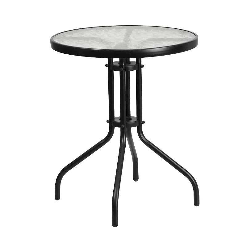 Flash Furniture 23.75-in. Round Glass Top Patio Table, Black