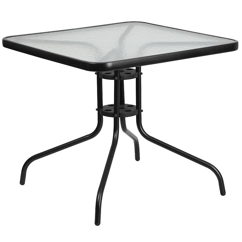 Flash Furniture 31.5-in. Square Glass Top Patio Table, Black