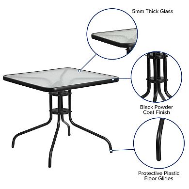 Flash Furniture 31.5-in. Square Glass Top Patio Table