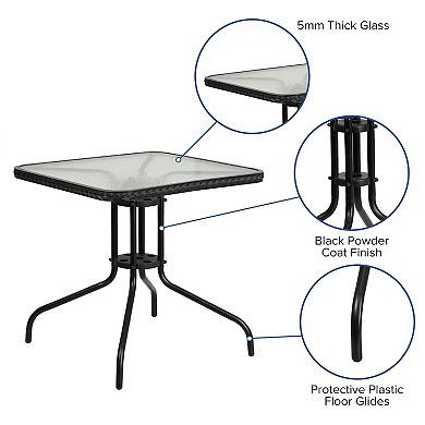 Flash Furniture 28-in. Square Glass Top Patio Table
