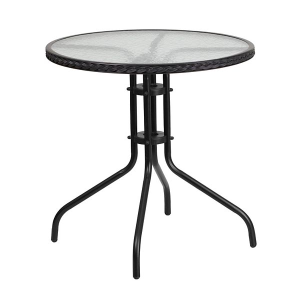 Flash Furniture Round Rattan Edge Patio Table