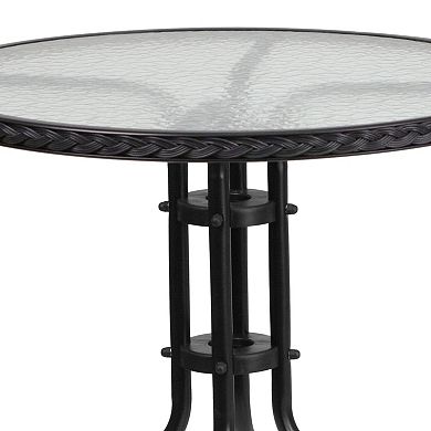 Flash Furniture Round Rattan Edge Patio Table