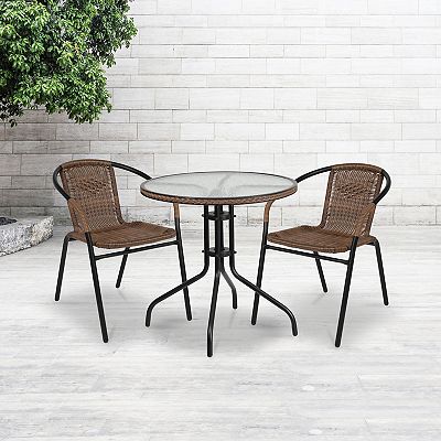 Flash Furniture Round Rattan Edge Patio Table