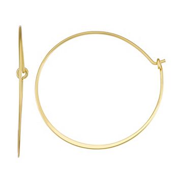 Primavera 24k Gold Over Silver Tapered Hook & Eye Hoop Earrings