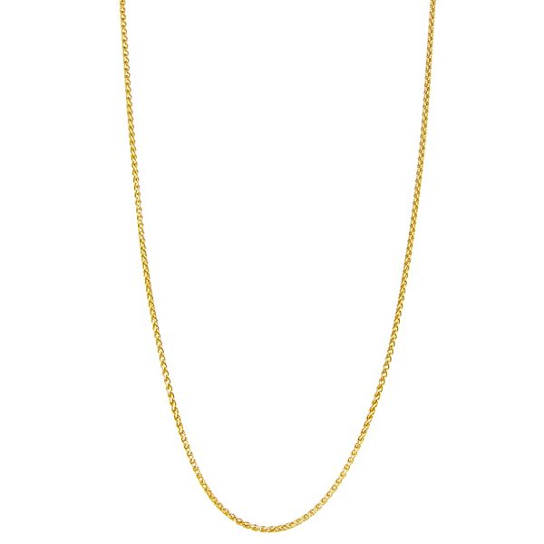 Primavera 24k Gold Over Silver Wheat Chain Necklace